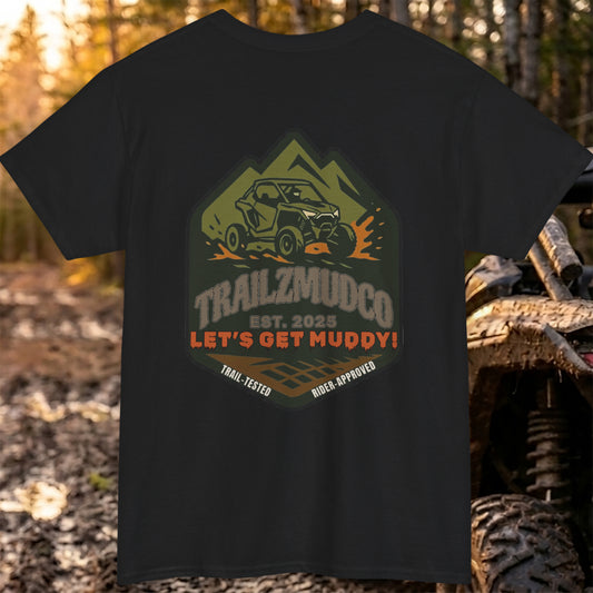 TrailzMudCo Logo T-Shirt – SXS & UTV Rider Gift – Off Road Trail Life Tee – Unisex Heavyweight Cotton Shirt