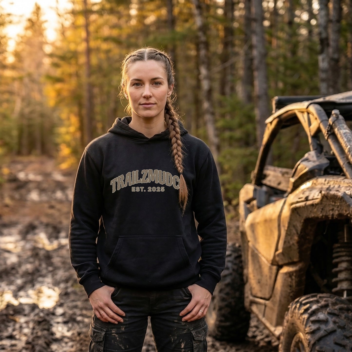 Girls Get Muddy Too Hoodie – Women's SXS & UTV Rider Gift – Off Road Trail Life Sweatshirt – Heavyweight Pullover