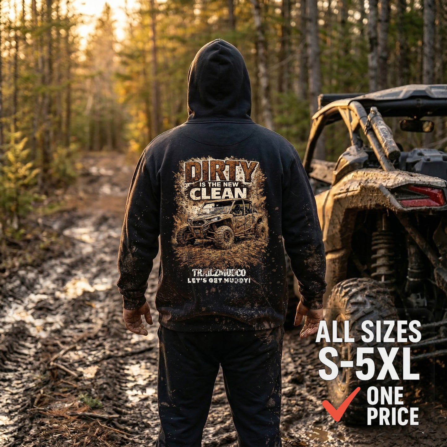 Dirty Is The New Clean Hoodie – Mudding & Off Road Gift – SXS UTV ATV Apparel – Unisex Heavyweight Pullover