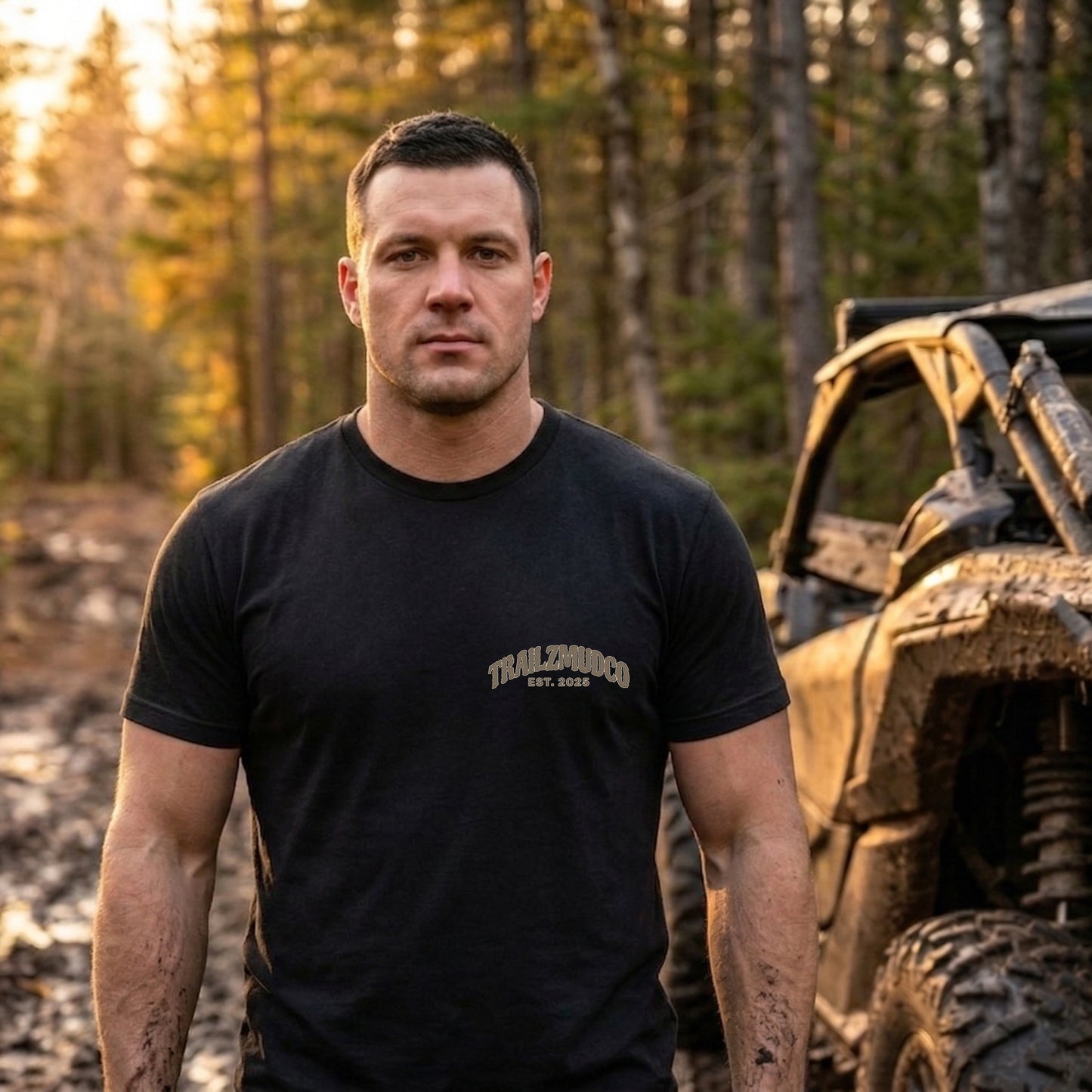 TrailzMudCo Logo T-Shirt – SXS & UTV Rider Gift – Off Road Trail Life Tee – Unisex Heavyweight Cotton Shirt