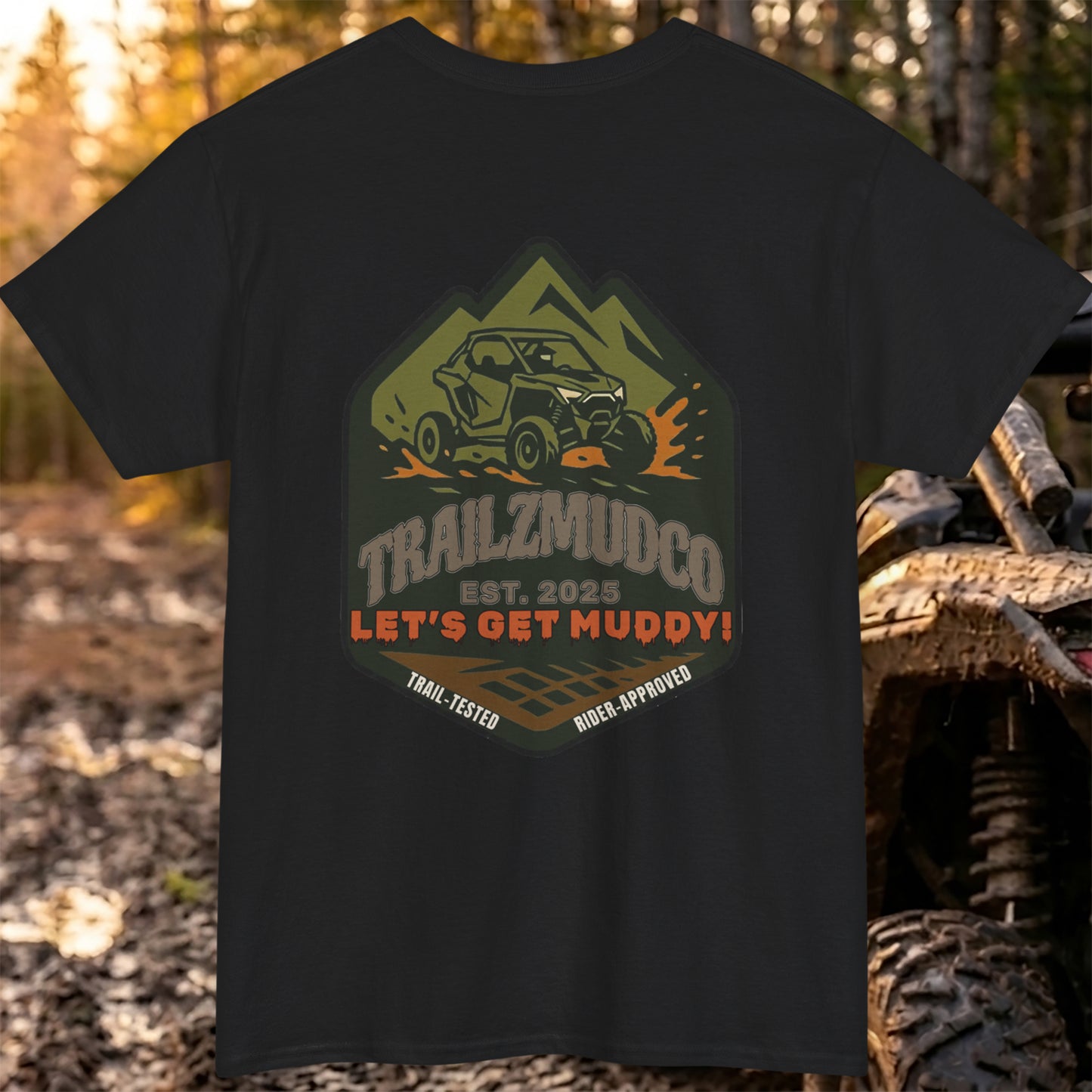 TrailzMudCo Logo T-Shirt – SXS & UTV Rider Gift – Off Road Trail Life Tee – Unisex Heavyweight Cotton Shirt