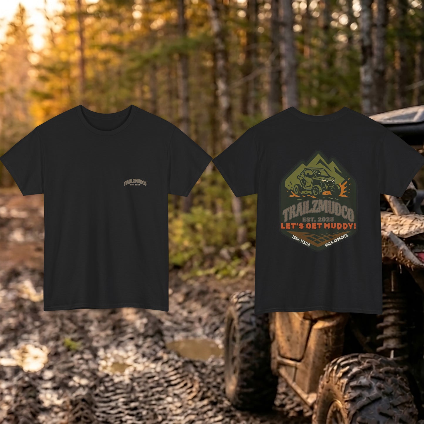 TrailzMudCo Logo T-Shirt – SXS & UTV Rider Gift – Off Road Trail Life Tee – Unisex Heavyweight Cotton Shirt