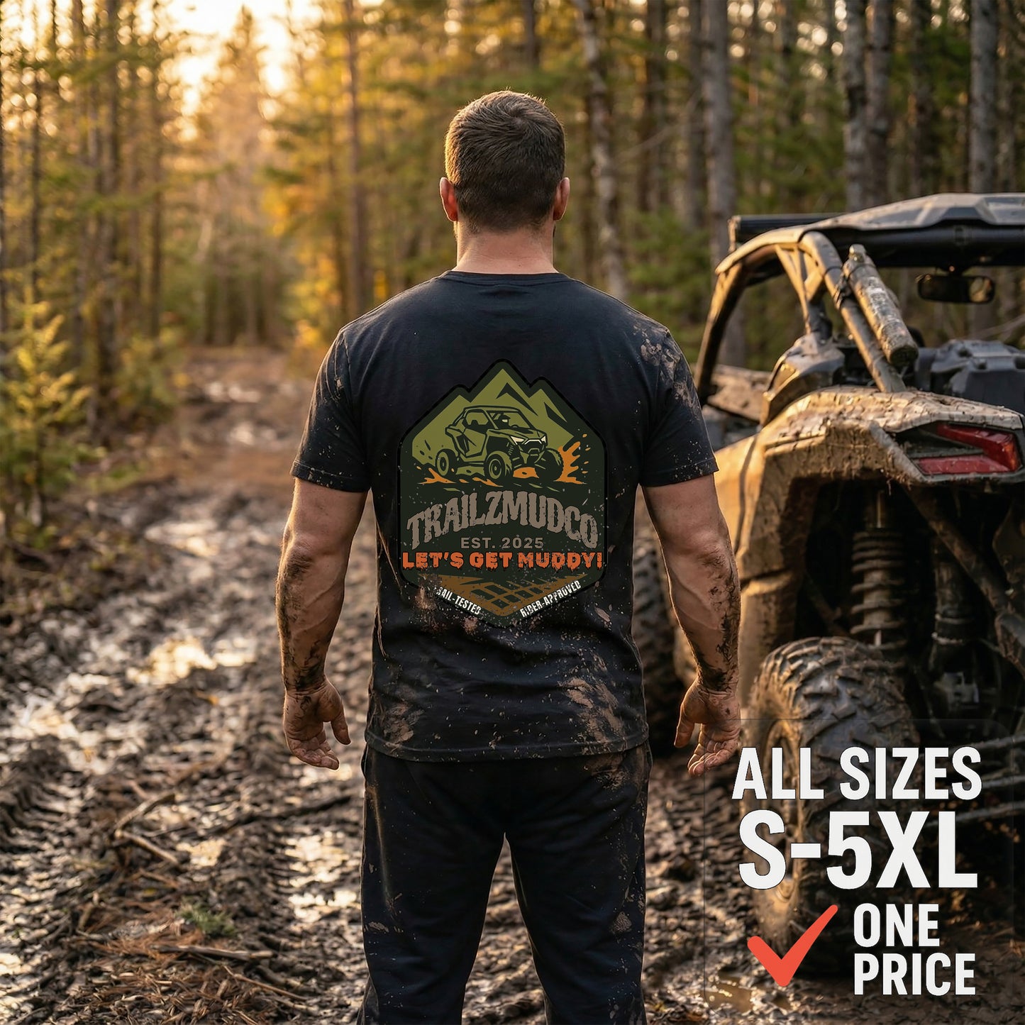 TrailzMudCo Logo T-Shirt – SXS & UTV Rider Gift – Off Road Trail Life Tee – Unisex Heavyweight Cotton Shirt