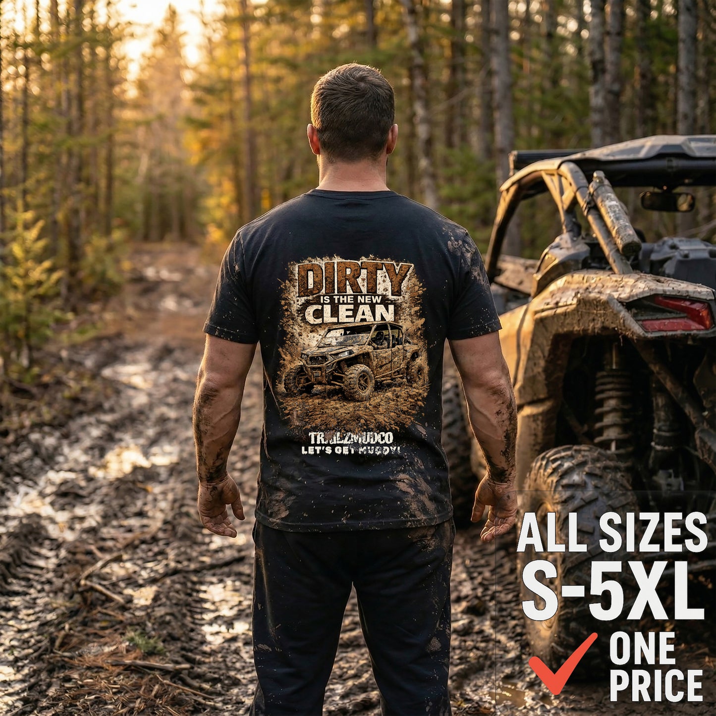 Dirty Is The New Clean T-Shirt – Mudding & Off Road Gift – SXS UTV ATV Apparel – Unisex Heavyweight Cotton Shirt